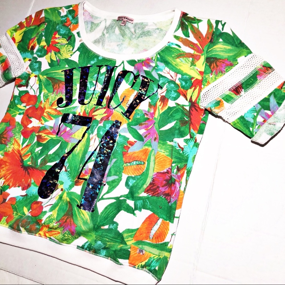 JUICY COUTURE Tropical Short Sleeved Sweatshirt